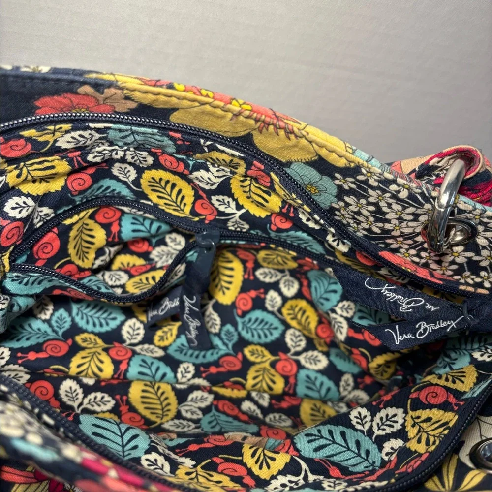 Vera Bradley Retired Happy Snails Multicolor Floral Shoulder Bag Quilted
